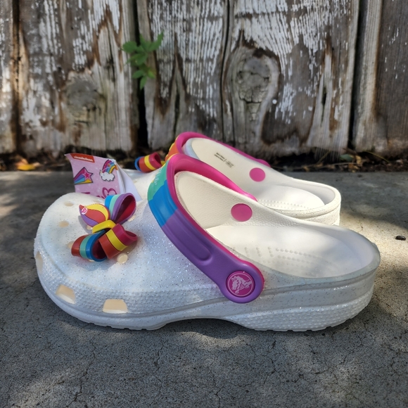 CROCS Shoes Crocs Fun Lab Jojo Siwa Clog K J4 White Glitter Slides